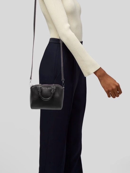 Michael Kors Handbags - Michael Kors Ciara Black Mini Saffiano Leather Dome Satchel with Gold MK Charm